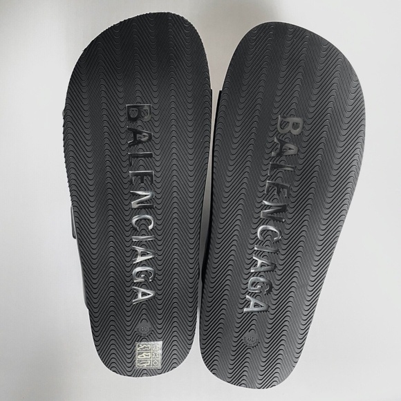BALENCIAGA Mallorca Platform Leather Sandals Slides Black Size 40 US 10 - Picture 3 of 6